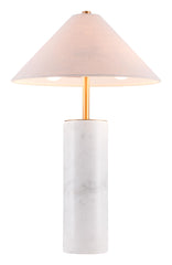 55" White Metal Bedside Table Lamp With Beige Empire Shade