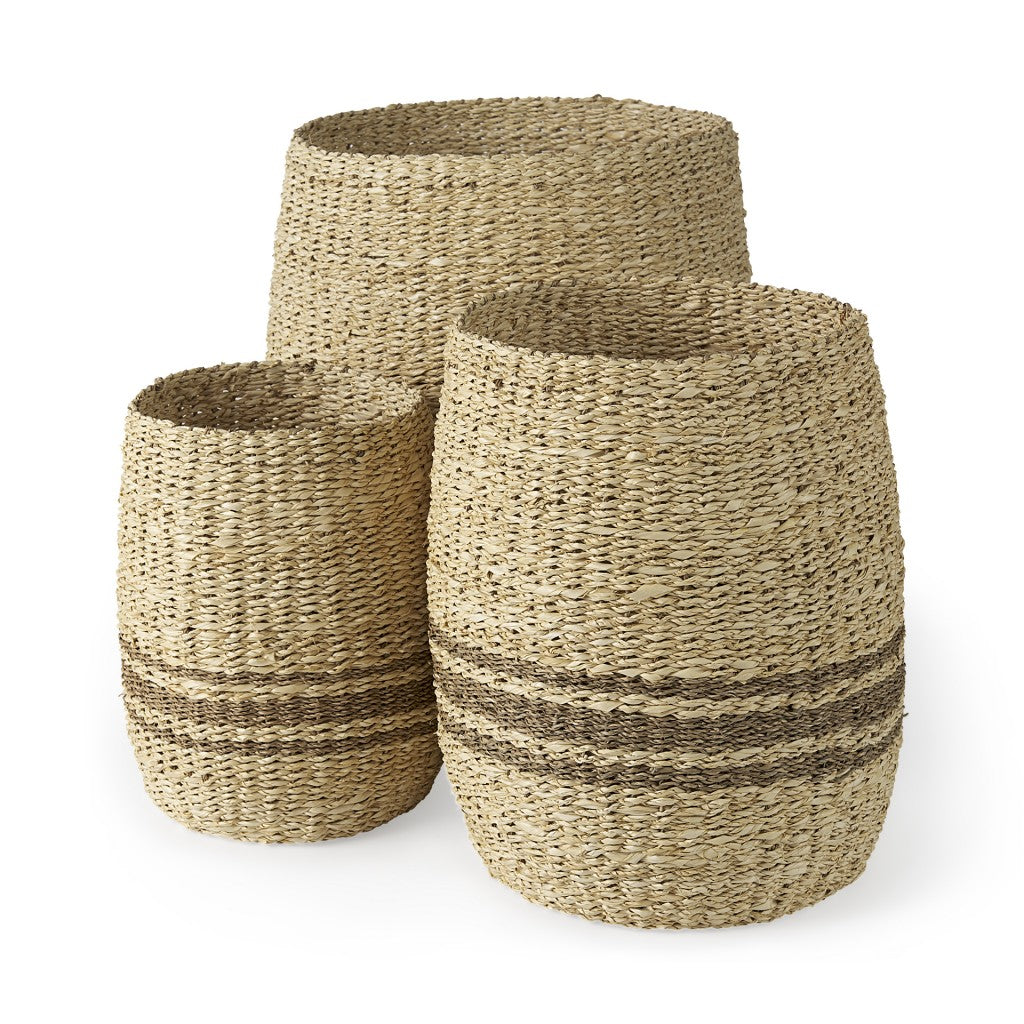 Set Of Three Detailed Wicker Storage Baskets