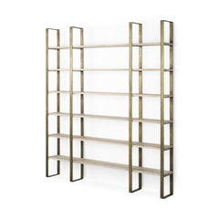 Gold Iron Framed Wooden Shelving Unit