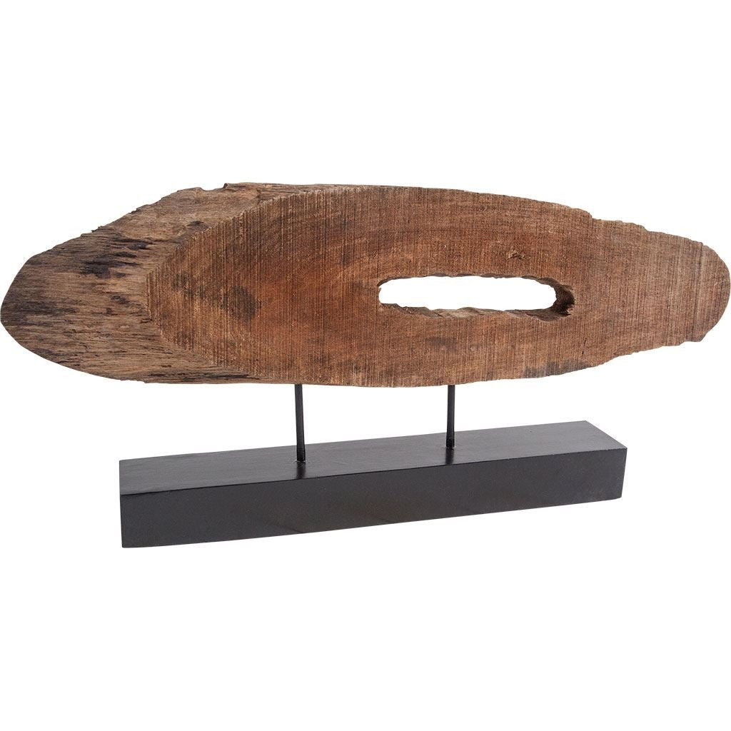 Brown Oval Shaped Wooden Sculpture