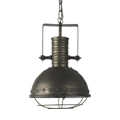 Industrial Caged Black Metal Hanging Light