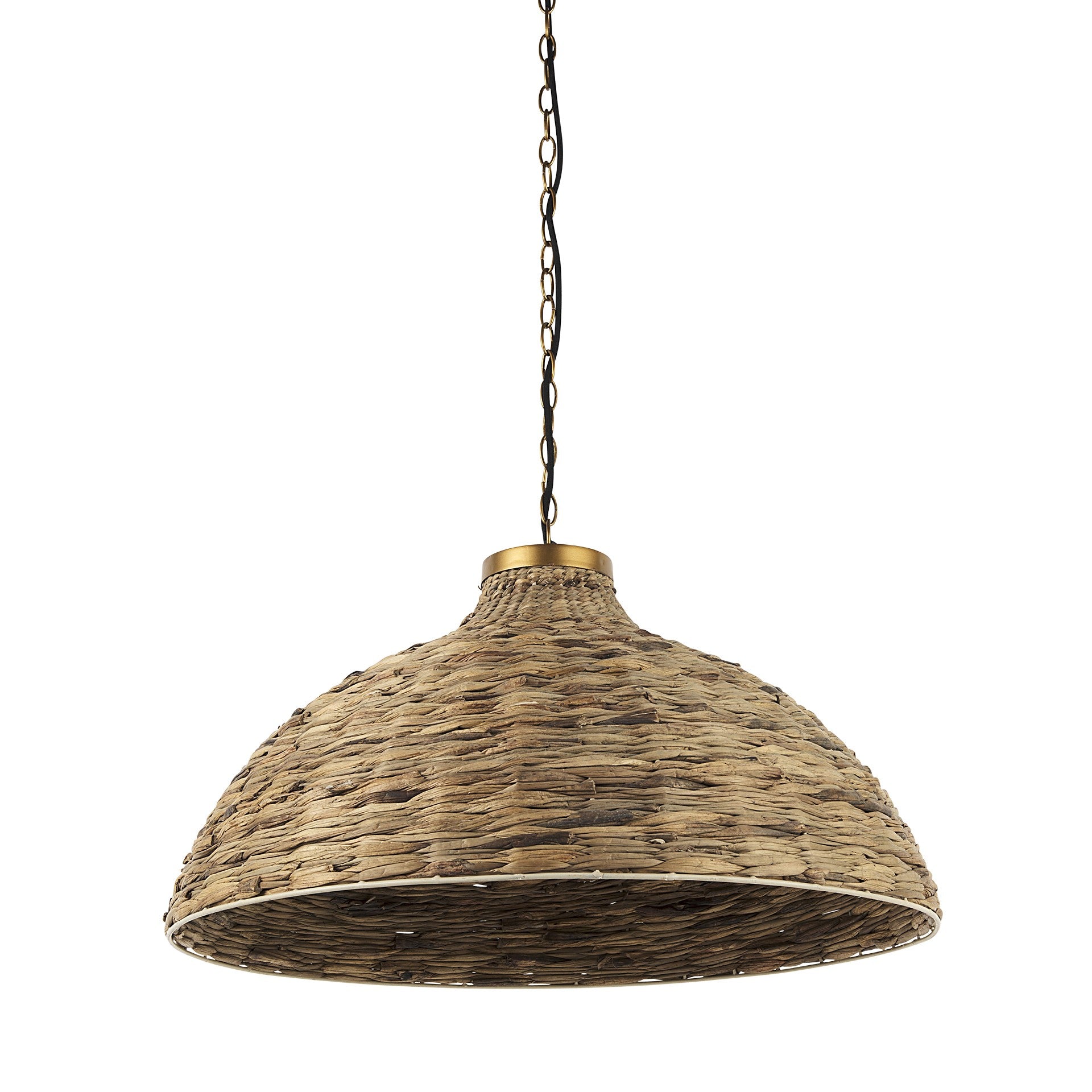 Brown Wicker Domed Hanging Pendant Light