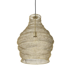 Gold Metal Wire Mesh Hanging Pendant Light