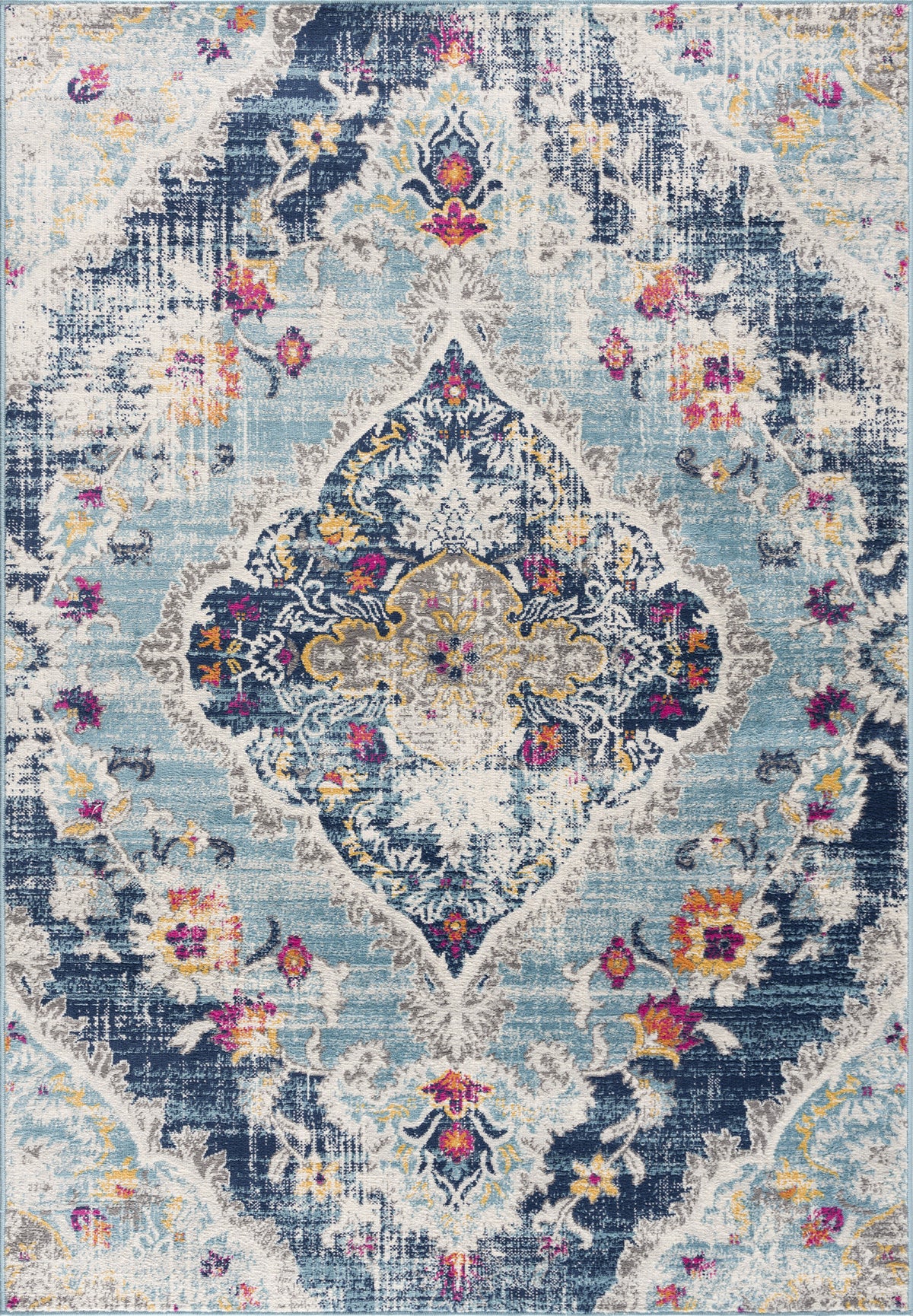 12' X 18' Blue Oriental Washable Non Skid Area Rug