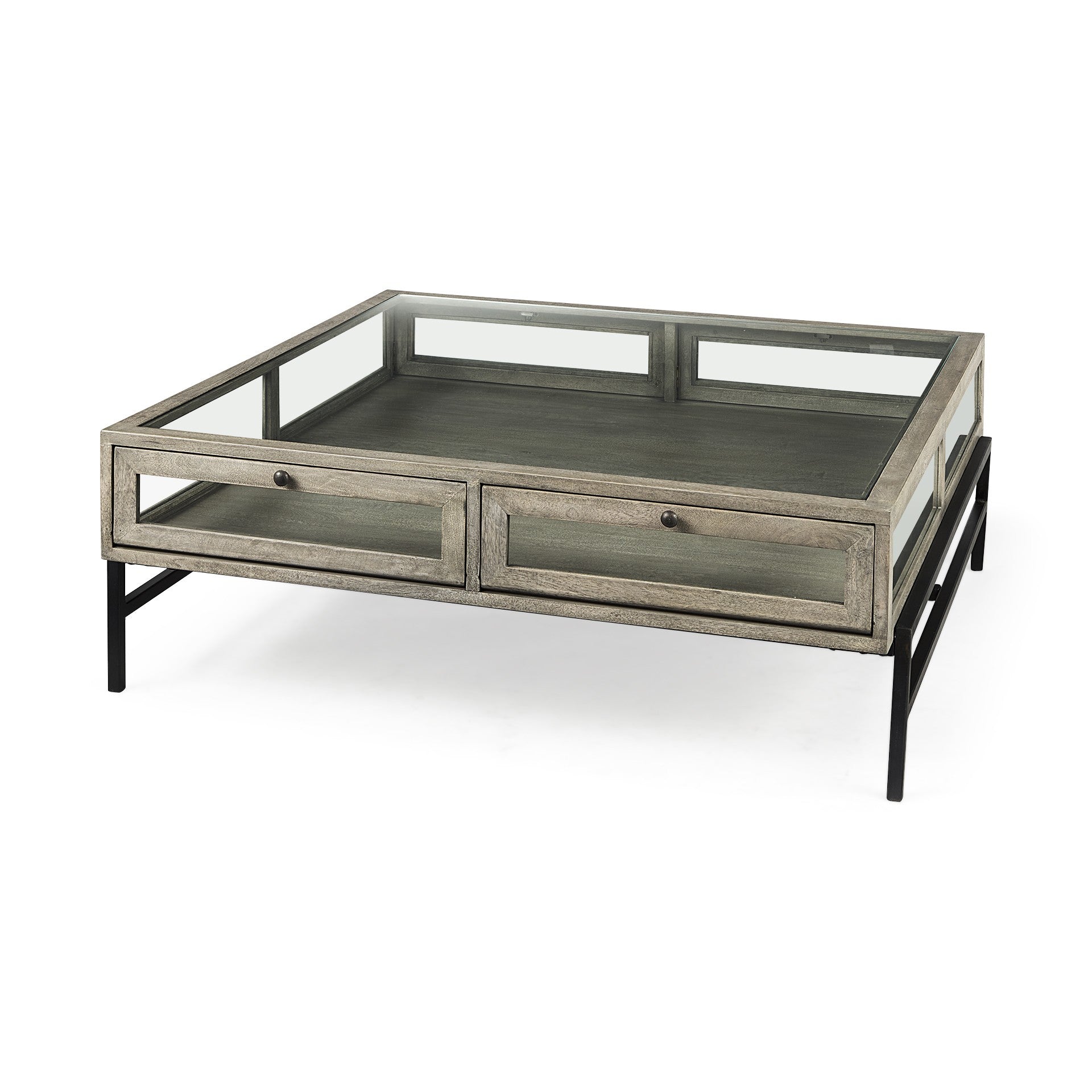 42" Brown Glass Square Coffee Table