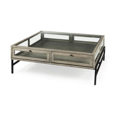 42" Brown Glass Square Coffee Table