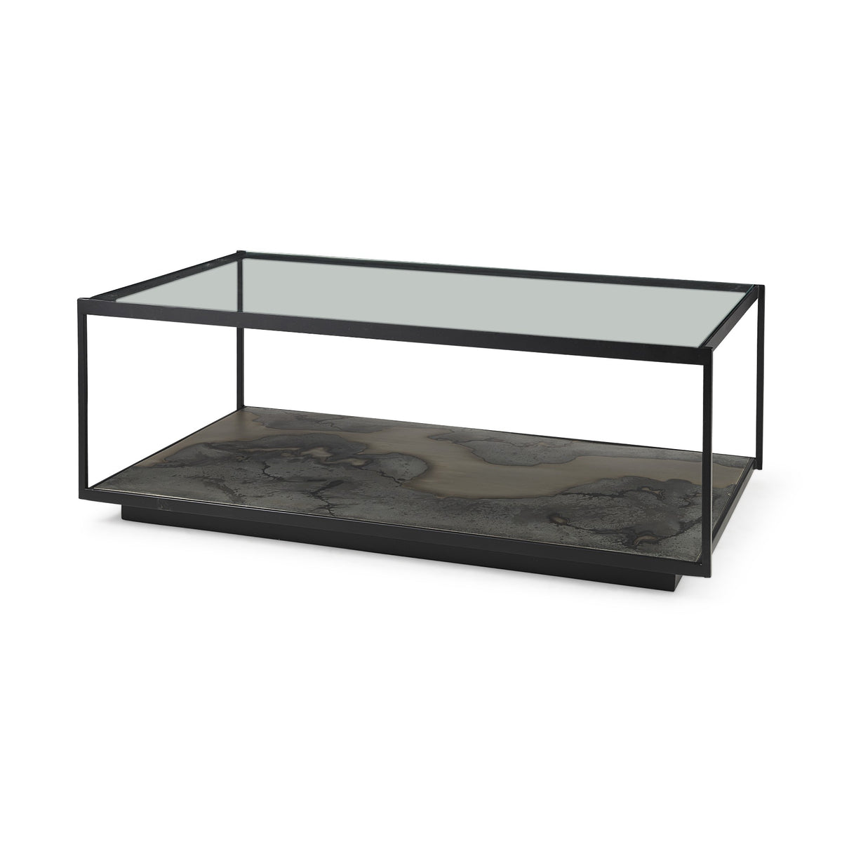 Iron Glass And Marble Rectangular Coffee Table