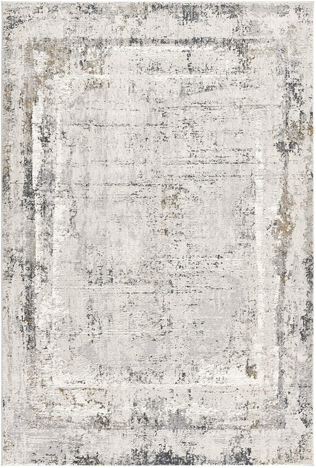 4’ X 6’ Gray And Ivory Abstract Distressed Area Rug