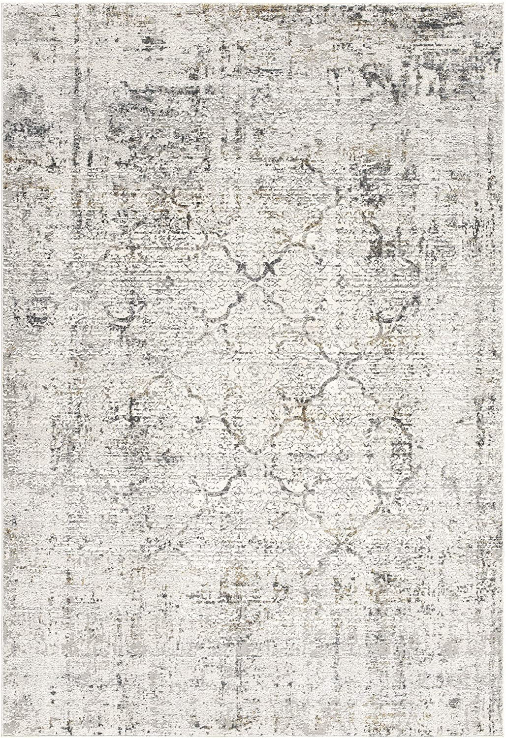 4’ X 6’ Gray And Ivory Abstract Distressed Area Rug