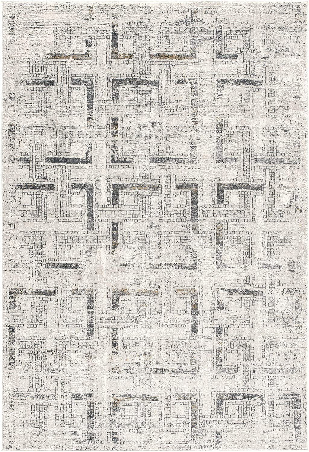 7’ X 10’ Gray And Ivory Abstract Distressed Area Rug