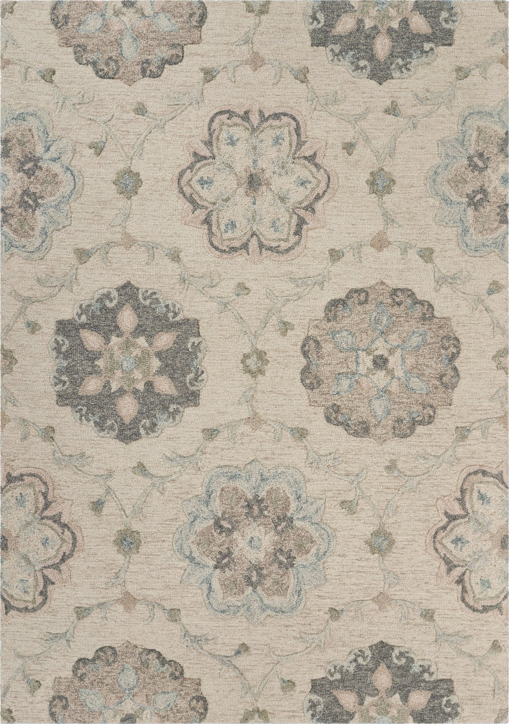 5' X 7' Blue And Ivory Wool Hand Tufted Area Rug