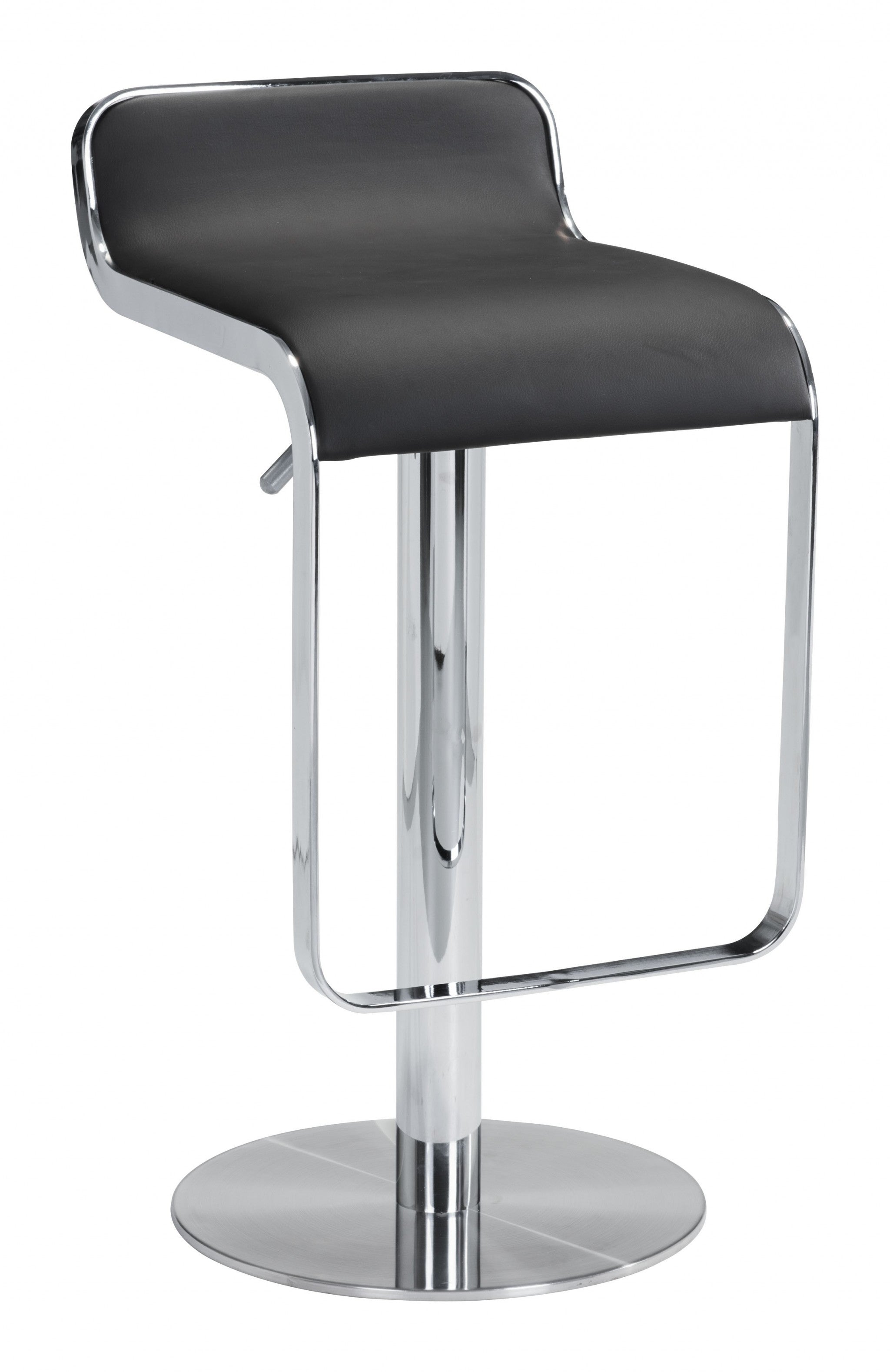 31" Black And Silver Steel Swivel Backless Adjustable Height Bar Chair With Footrest