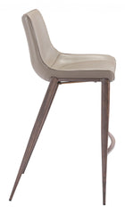 Set Of Two 43" Gray And Brown Steel Low Back Bar Height Bar Chairs With Footrest
