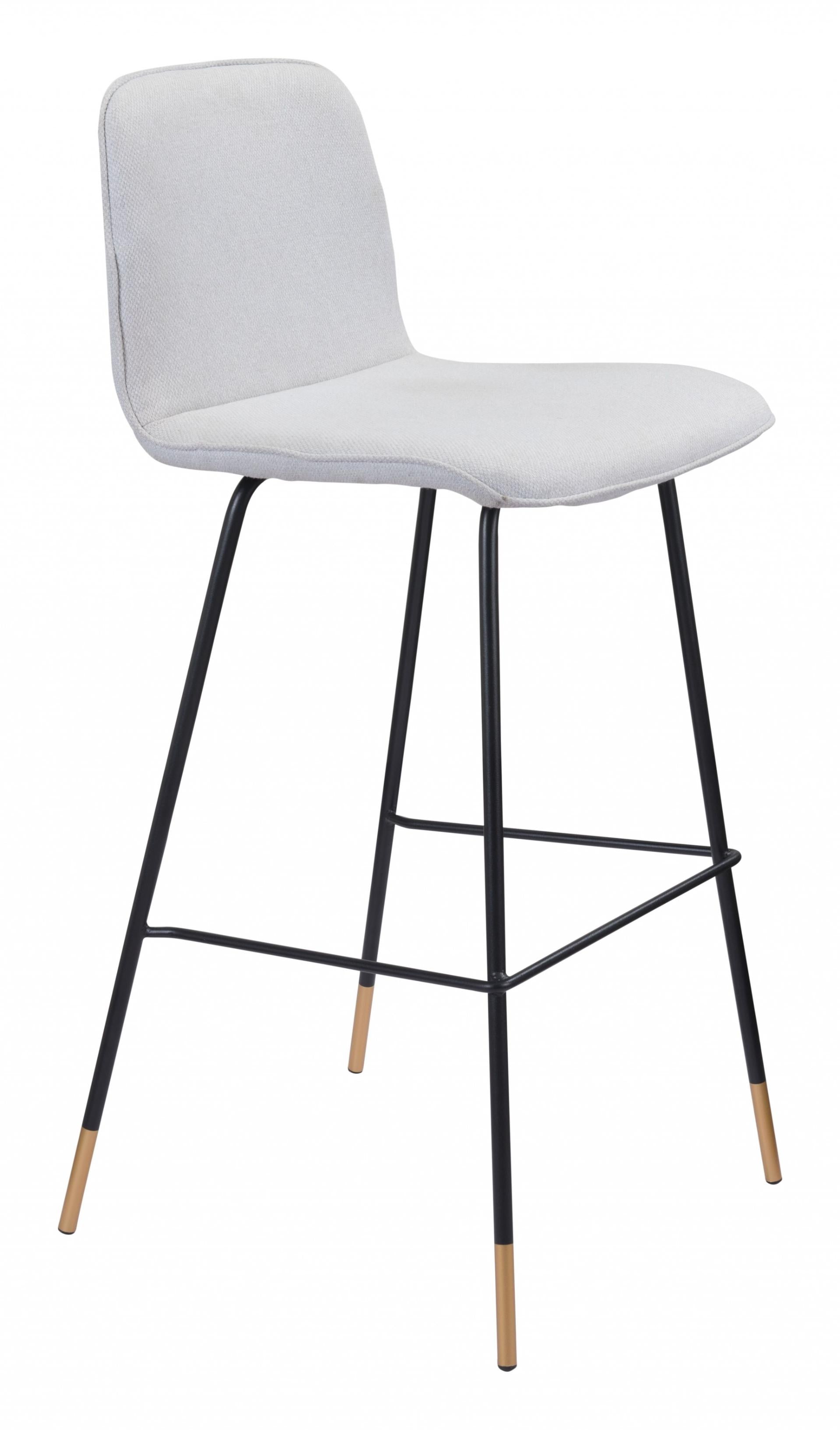 40" Light Gray Upholstered and Black Bar Height Chair With Footrest