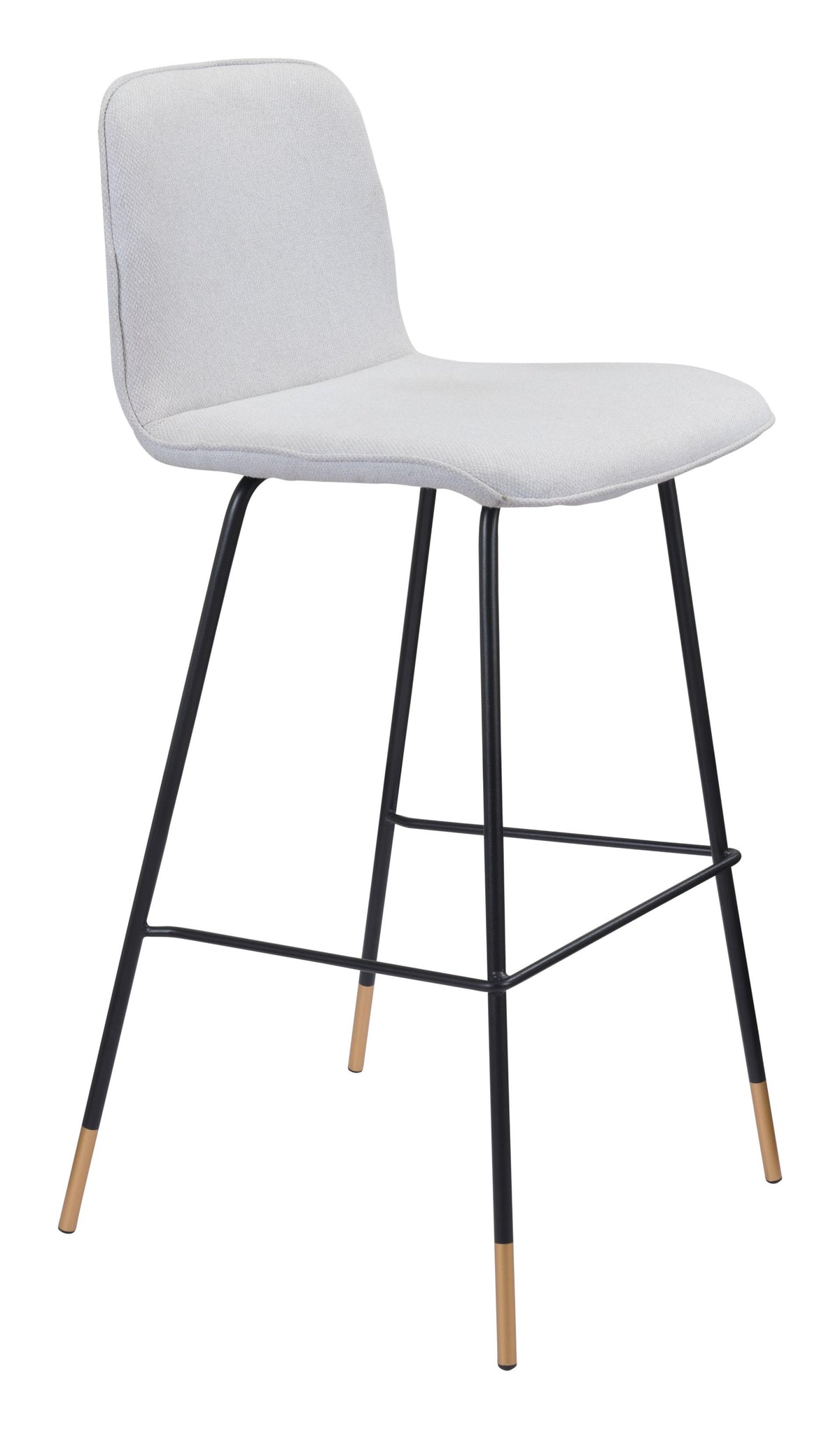 40" Light Gray Upholstered and Black Bar Height Chair With Footrest