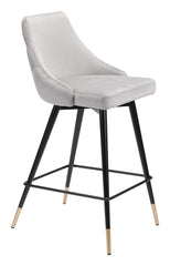 36" Gray Steel Low Back Chair With Footrest