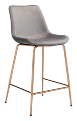 39" Gray Steel Low Back Chair With Footrest