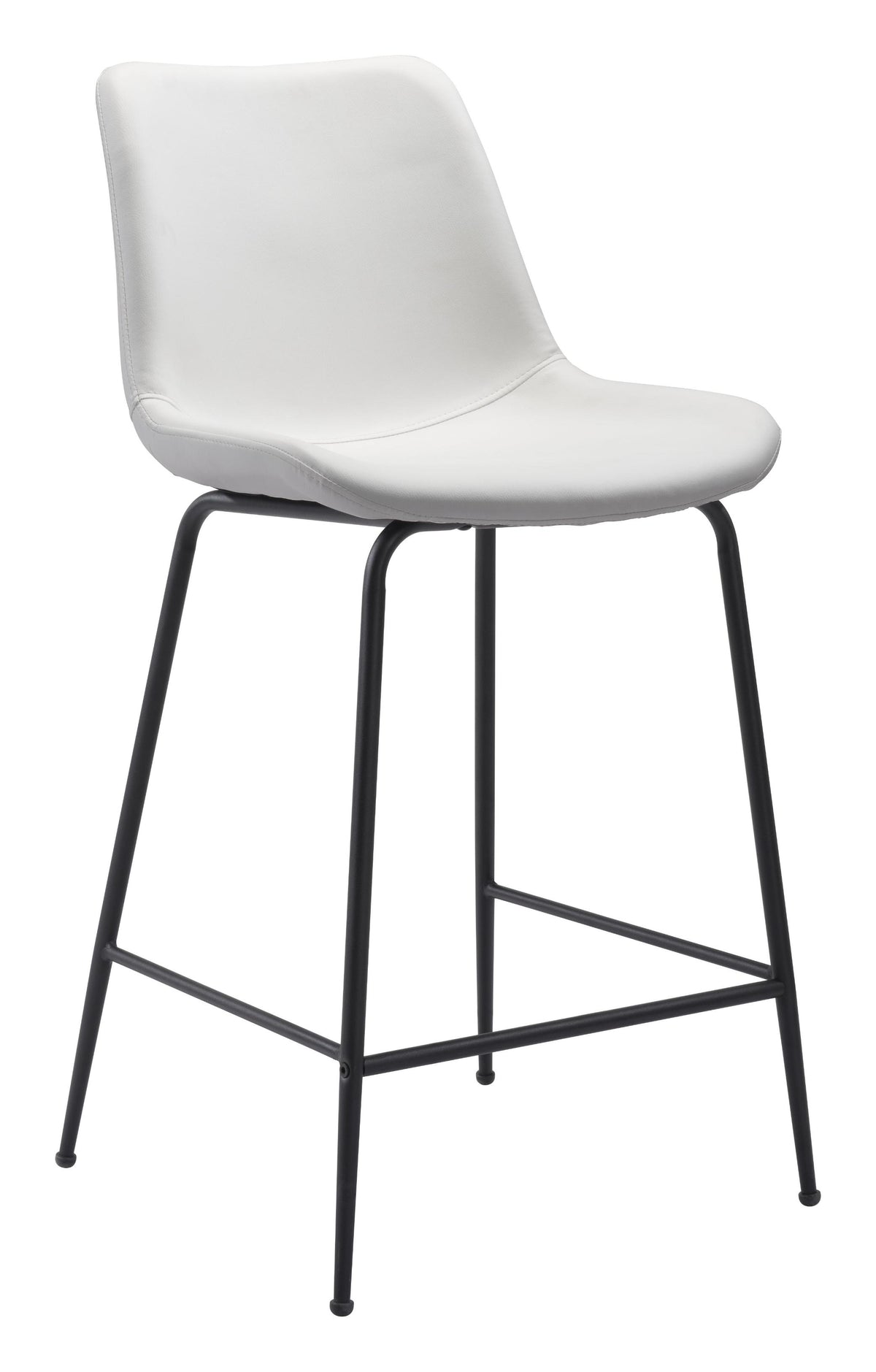 39" White And Black Steel Low Back Counter Height Bar Chair With Footrest