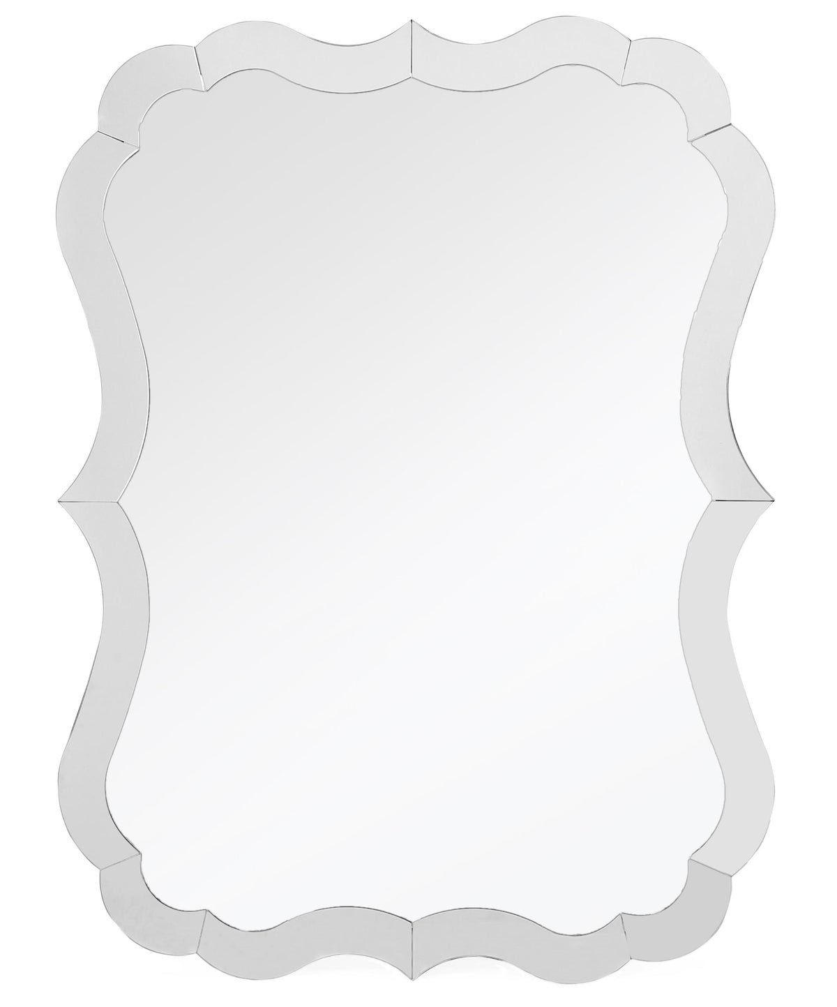 32" Mirrored Accent Mirror Wall Mounted With Glass Frame