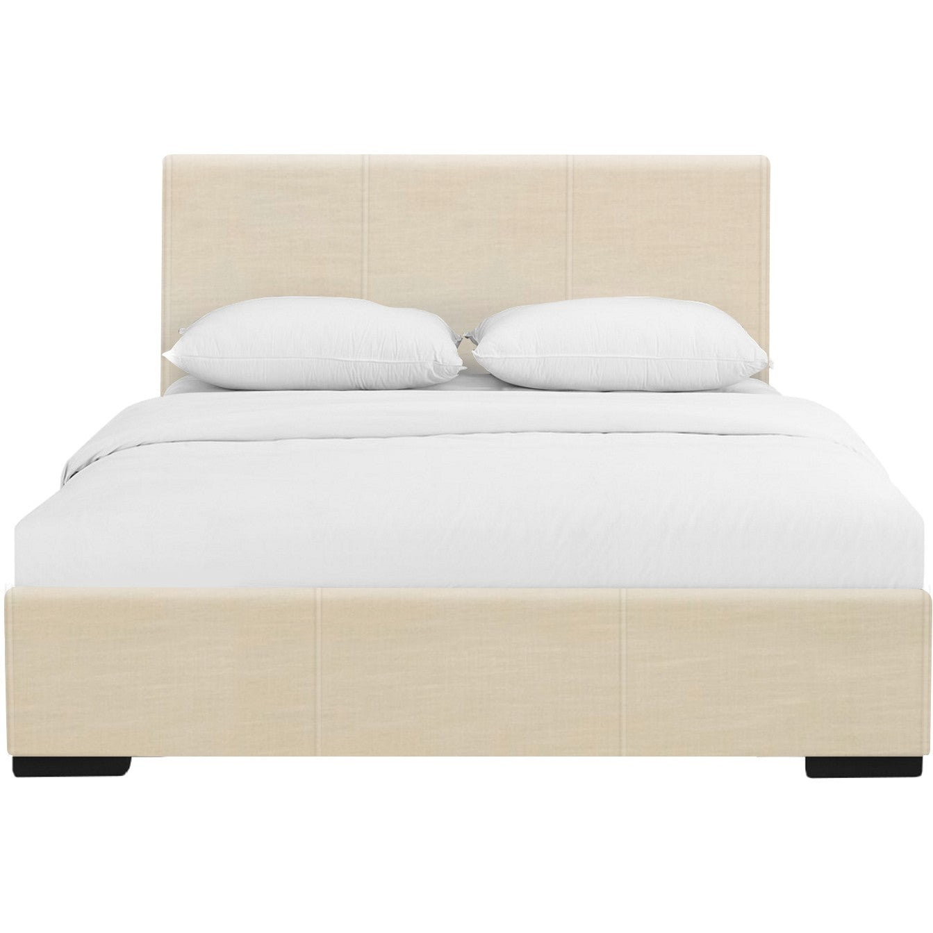 Beige Upholstered King Platform Bed