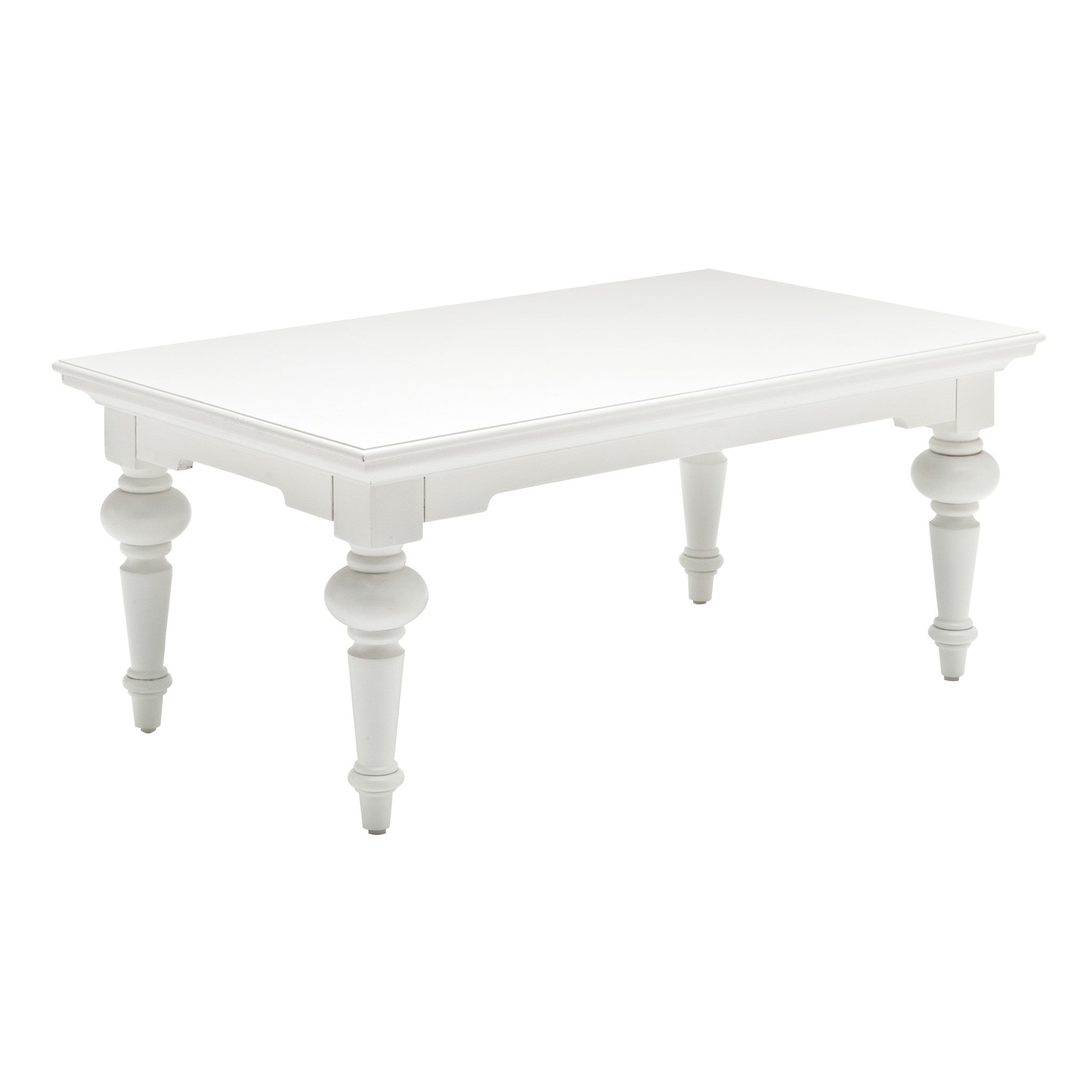 47" Classic White Manufactured Wood And Solid Wood Rectangular Coffee Table