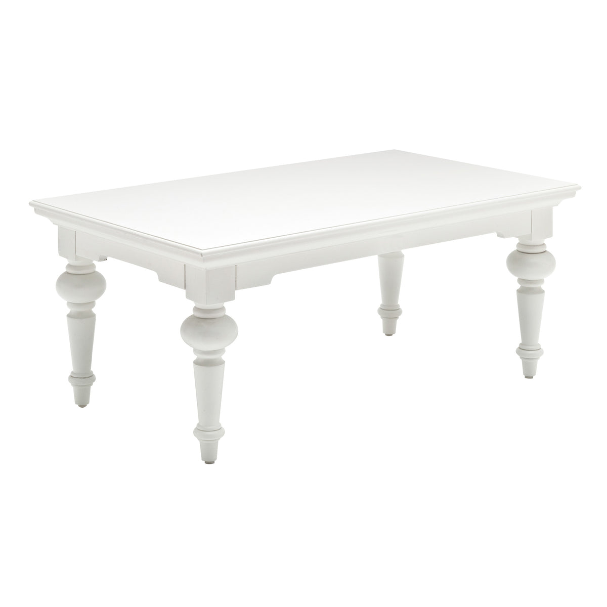 47" Classic White Manufactured Wood And Solid Wood Rectangular Coffee Table