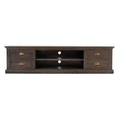 71" Black Wash Wood Entertainment Unit with Four Drawers