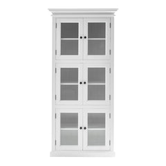 35" White Solid Wood Frame Standard Accent Cabinet With Six Shelves