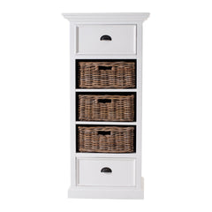 Classic White Storage Cabinet with Basket Set