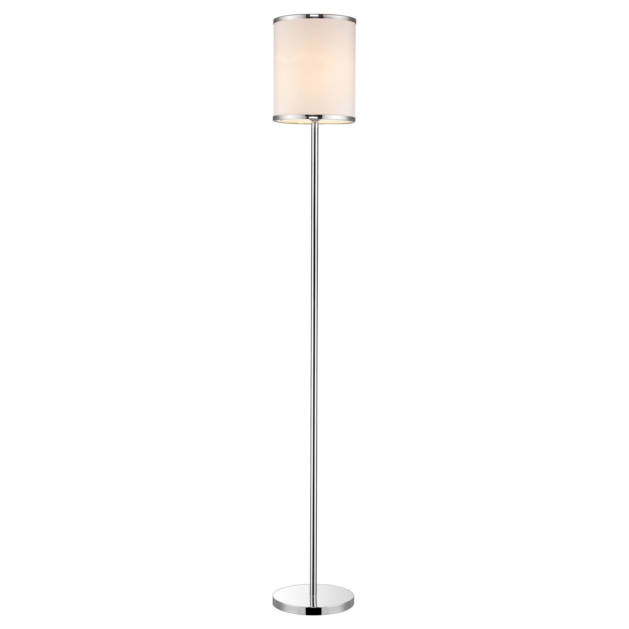 65" Chrome Traditional Shaped Floor Lamp With White Drum Shade