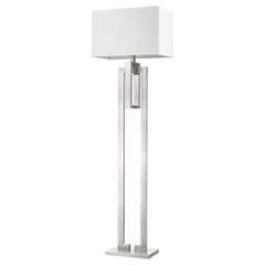 64" Nickel Traditional Shaped Floor Lamp With White Rectangular Shade