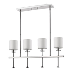 Kara 4-Light Polished Nickel Island Pendant With Fabric Shades And Crystal Bobeches