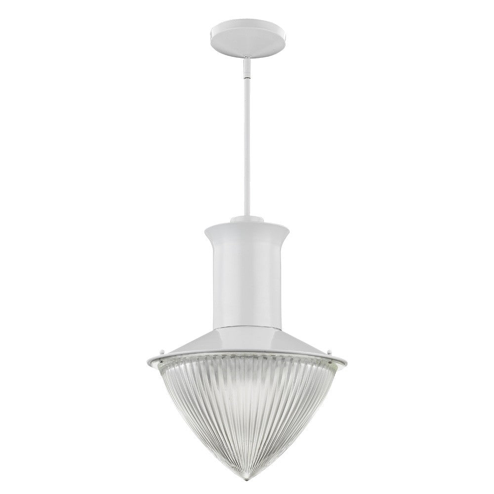 Skylar 1-Light White Pendant With Halophane Glass Shade