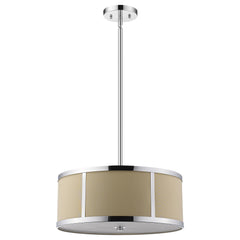 Butler 3-Light Polished Chrome Pendant With Coarse Cream Linen Shade And Opal Acrylic Diffuser