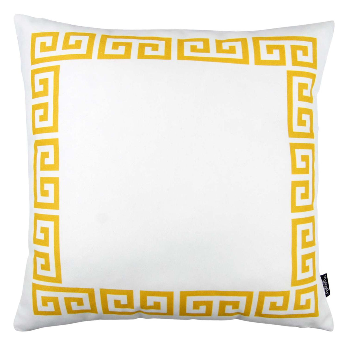 Yellow and White Greek Key Classic Throw Pillow