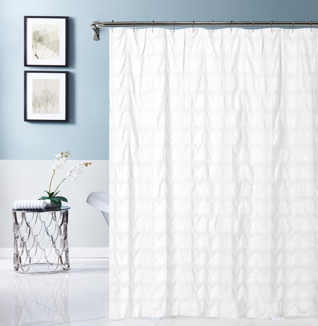 White Modern Crinkle Shower Curtain