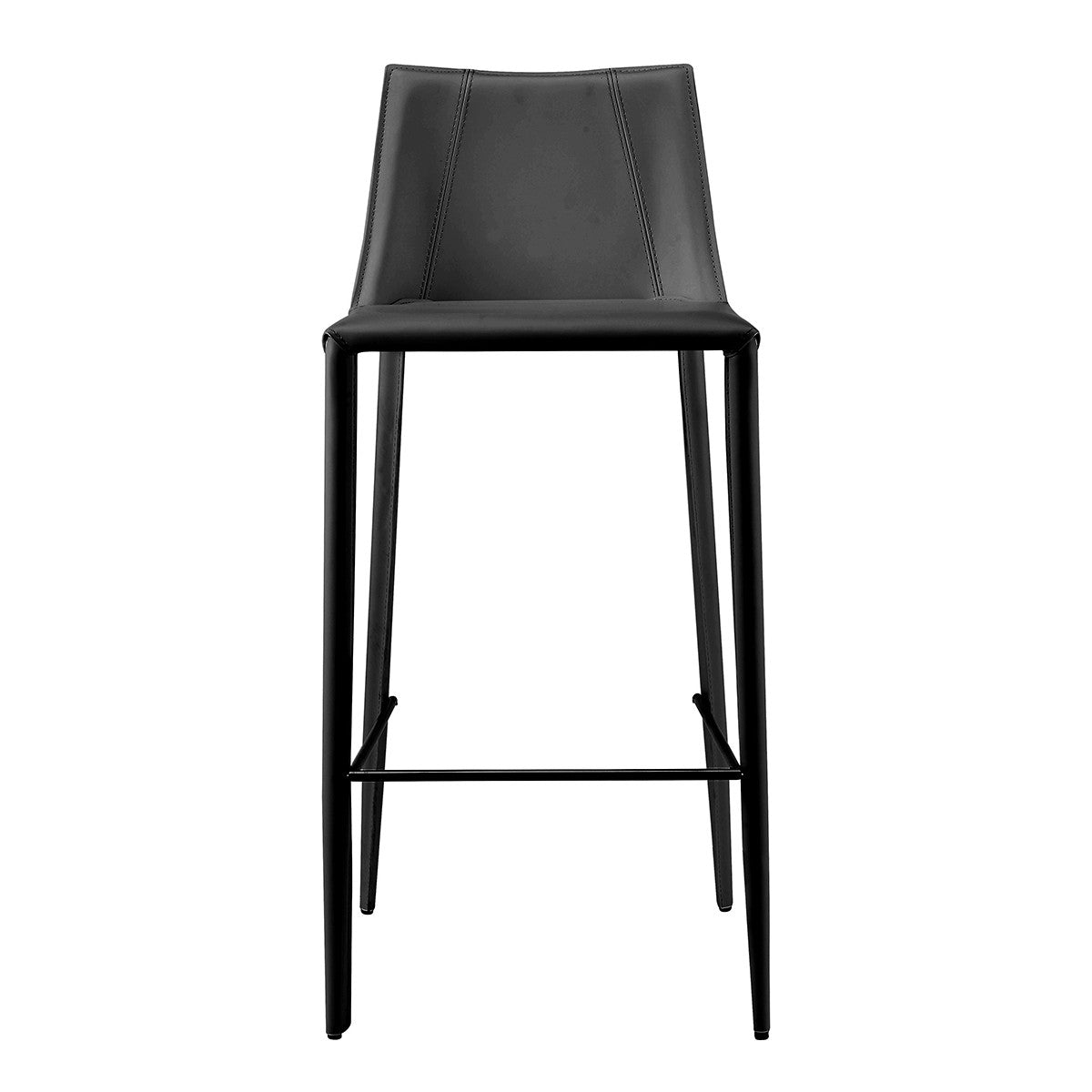 40" Black Steel Low Back Bar Height Chair With Footrest