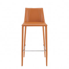 40" Terra Cotta Steel Low Back Bar Height Chair With Footrest