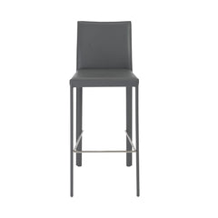 Set Of Two 41" Gray Steel Low Back Bar Height Chairs With Footrest