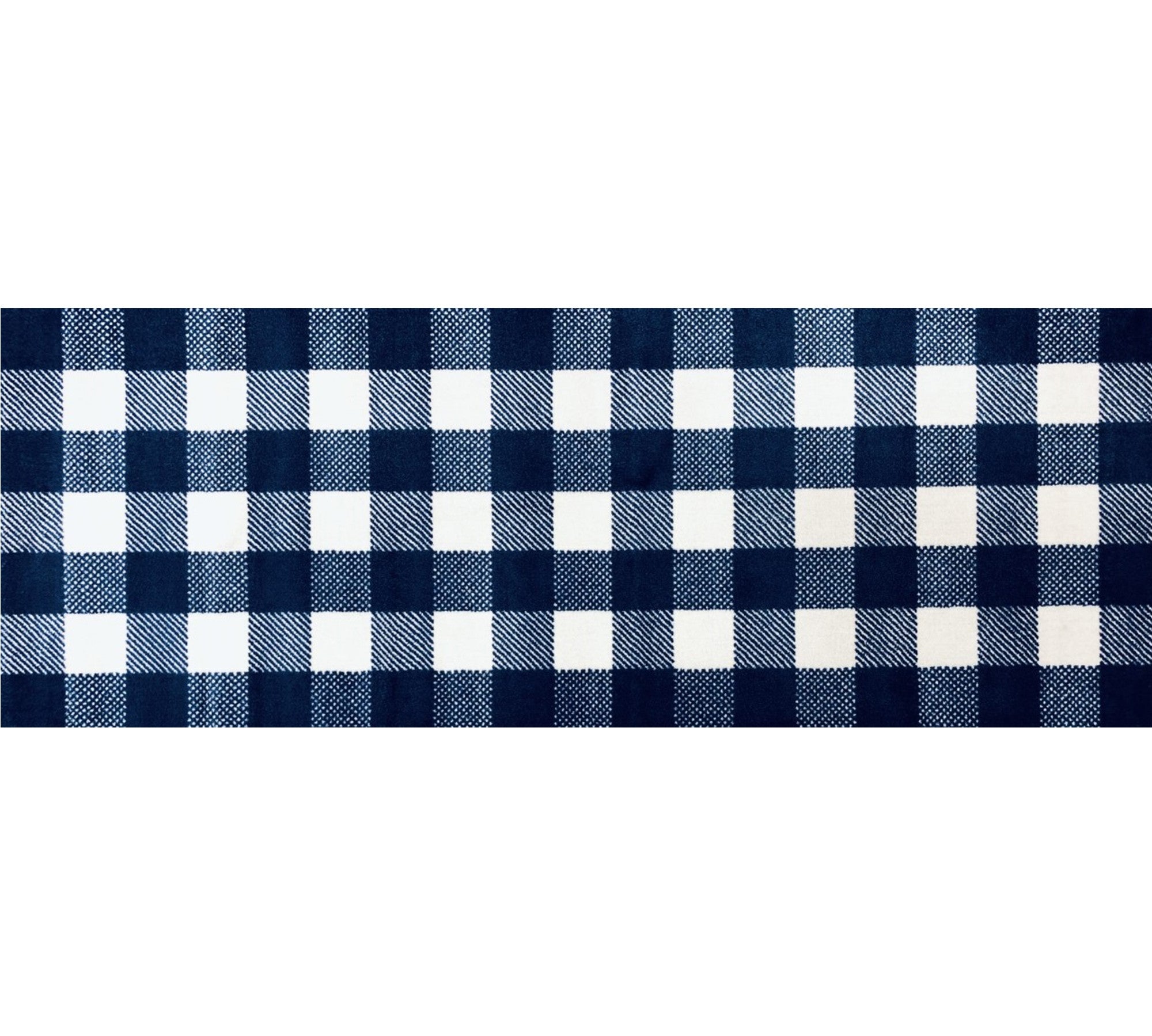 2' x 6' Navy and White Buffalo Plaid Washable Runner Rug