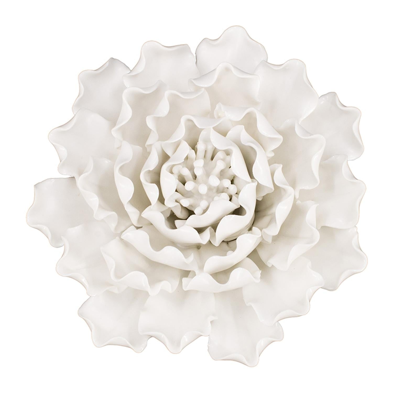 Cream Exaggerated 6" Ceramic Flower Wall Art