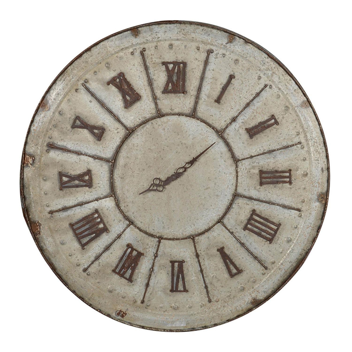 Rustic Farmhouse Distressed Tin Round Wall Clock