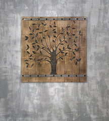 Rustic Brown Barn Door Tree of Life Wall Art