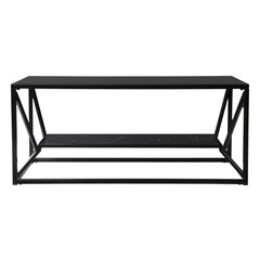42" Black Glass And Metal Rectangular Coffee Table