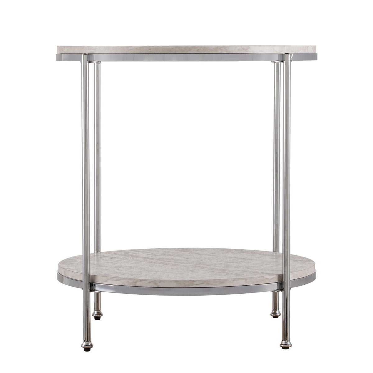 24" Chrome Manufactured Wood And Iron Rectangular End Table With Shelf