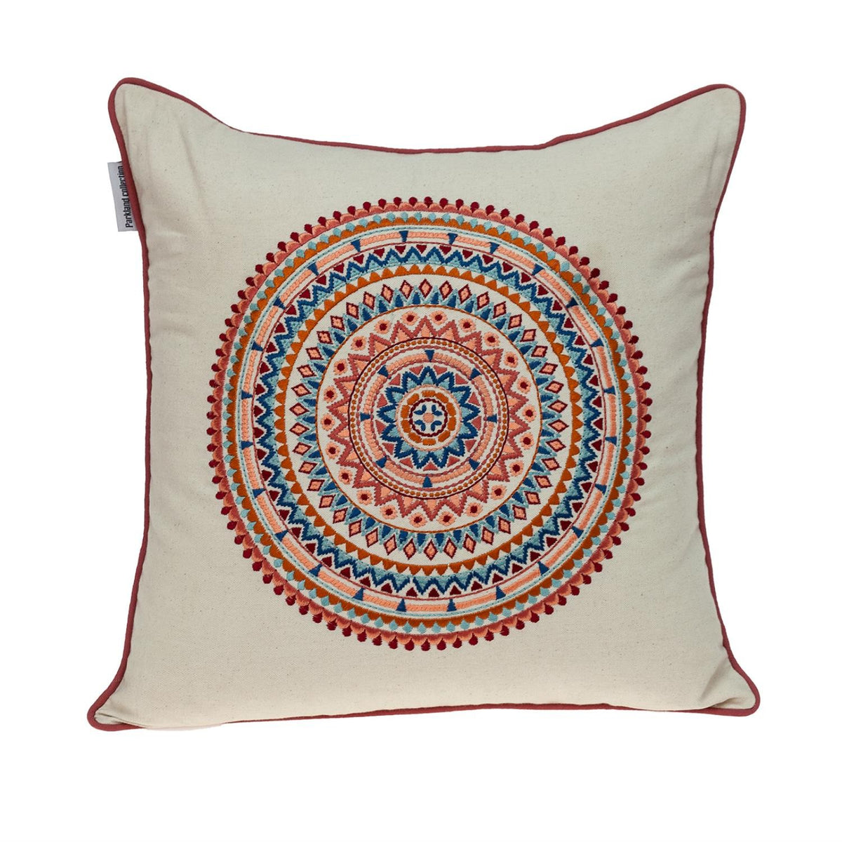 Mandala Embroidered Multicolor Throw Pillow