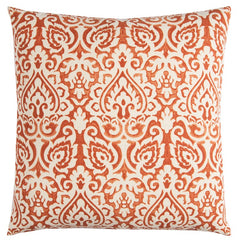 Orange White Distressed Damask Throw Pillow