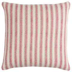Red Natural Ticking Stripe Throw Pillow