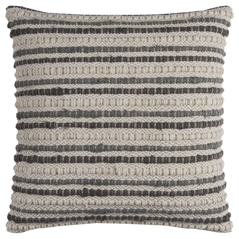 20" Gray Beige Nubby Texture Bands Throw Pillow