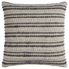 20" Gray Beige Nubby Texture Bands Throw Pillow